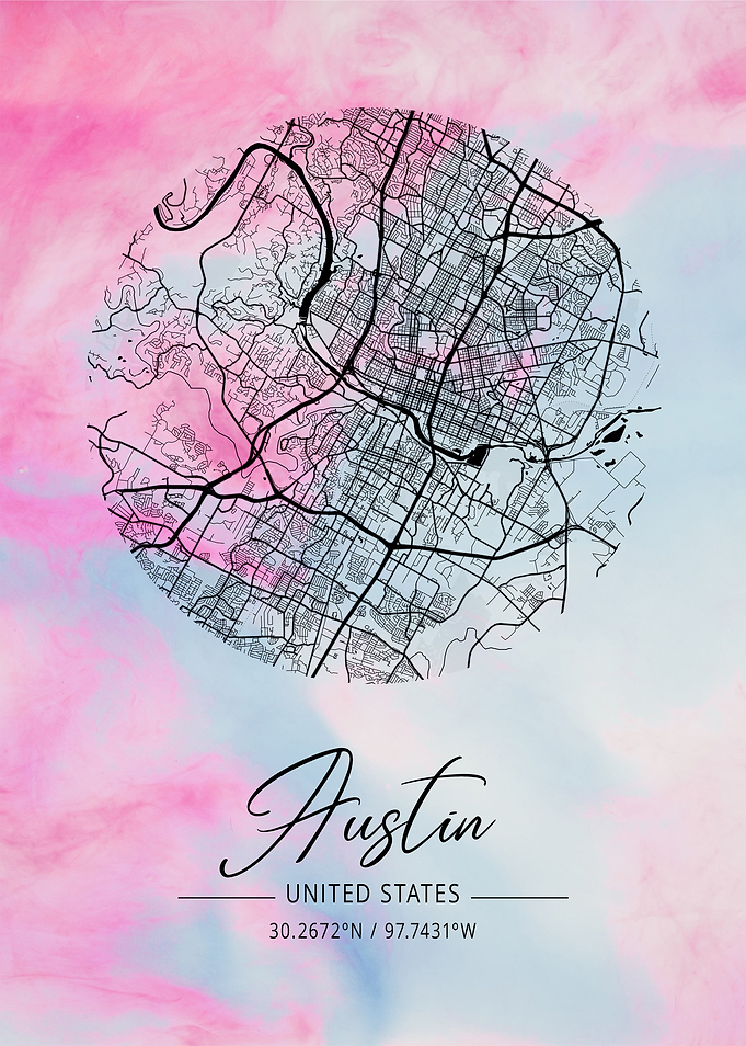Austin Beta Watercolor Map