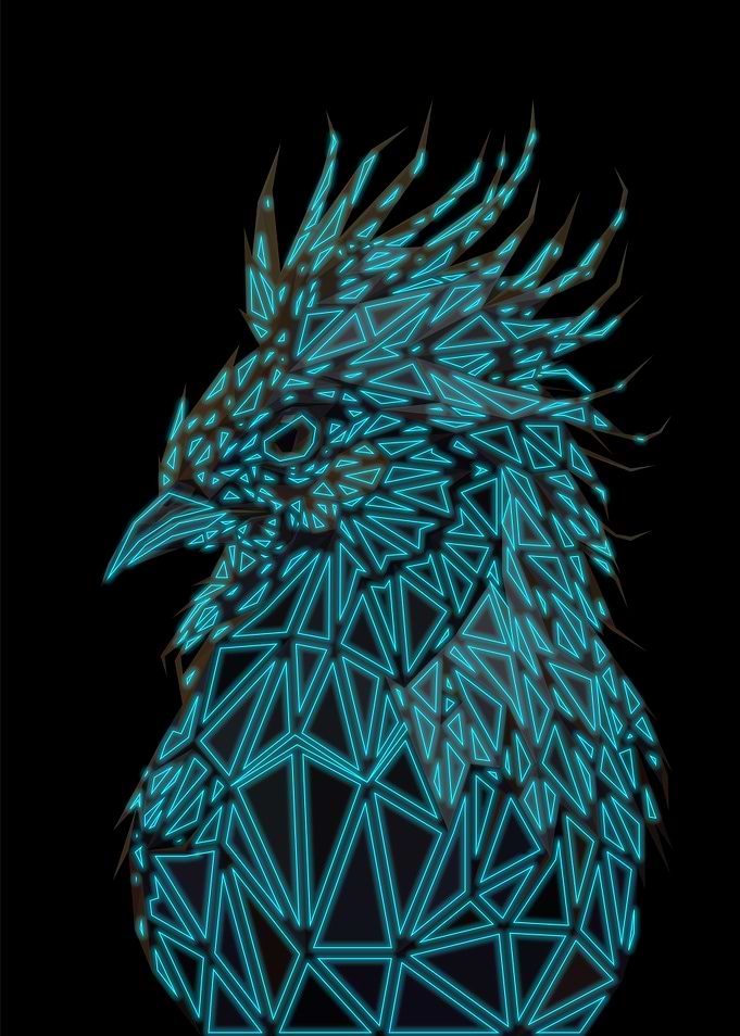Rooster Low Poly Neon