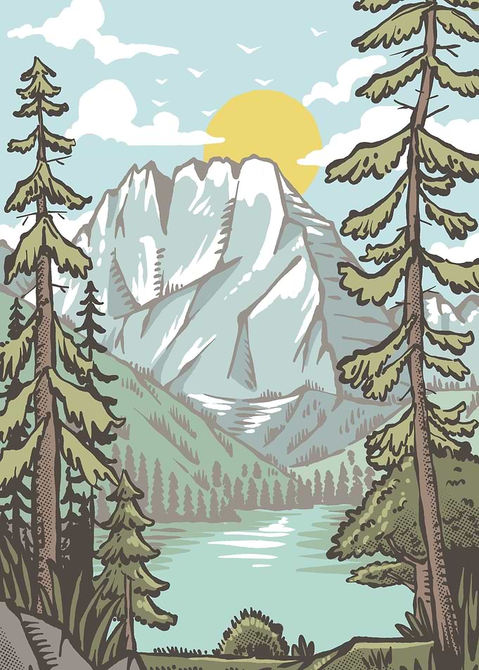 Lake Mountain Scene Day