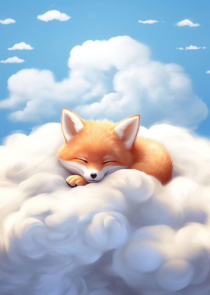 Sleeping Baby Red Fox