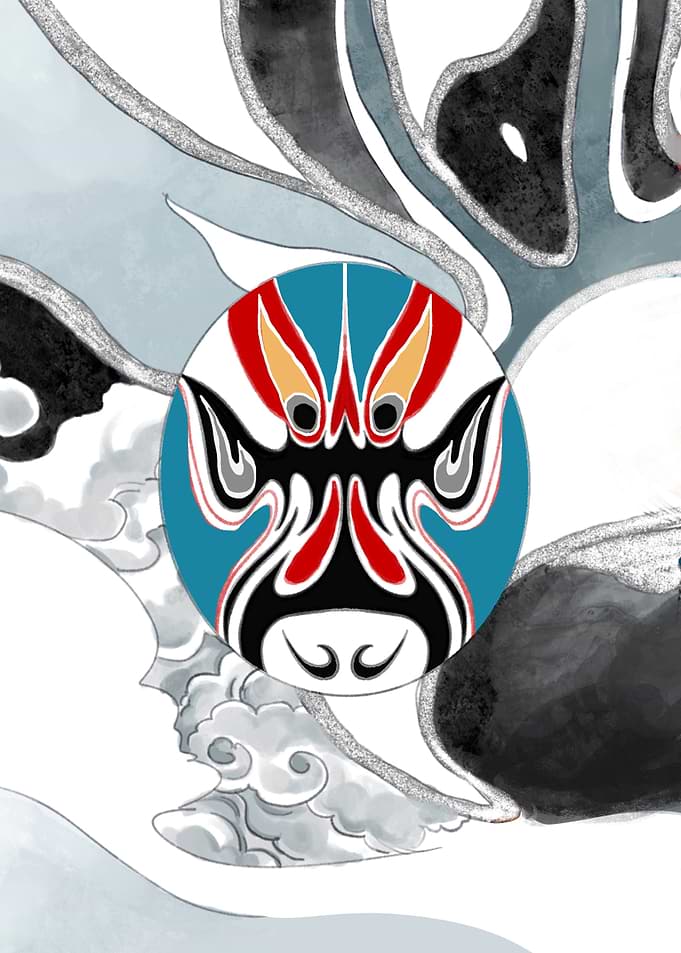 Blue Peking Opera Mask