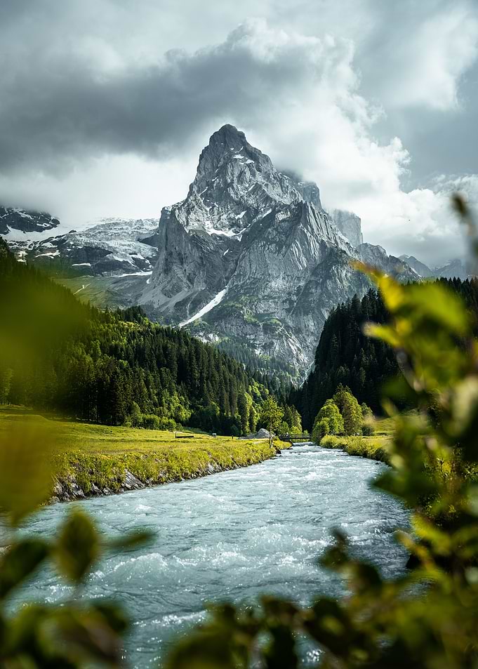 Mountain behind a river