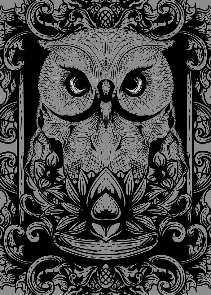 Owl engraving