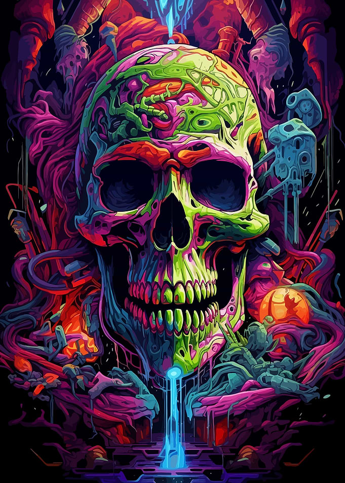 Trippy Psychedelic Skull