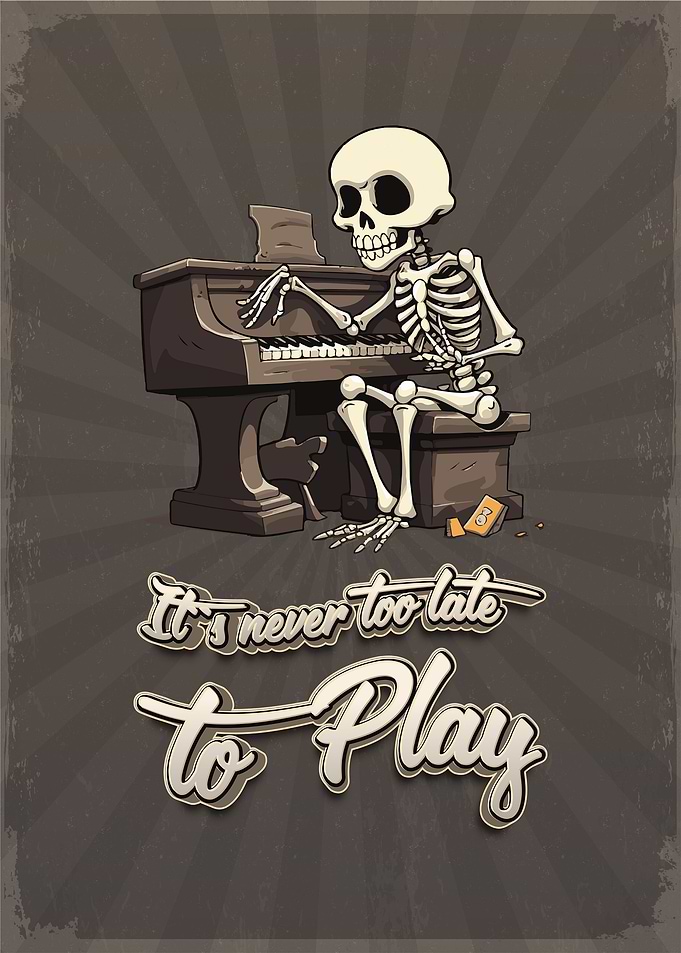 Skull Playing Piano