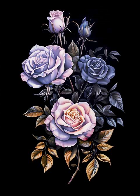 Pink Purple Roses — living room metal wall art