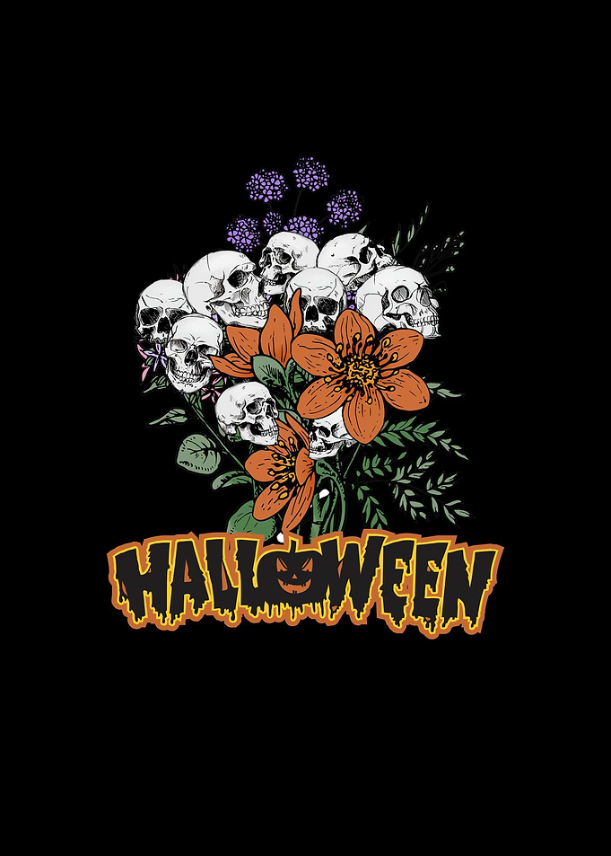 halloween flower skull