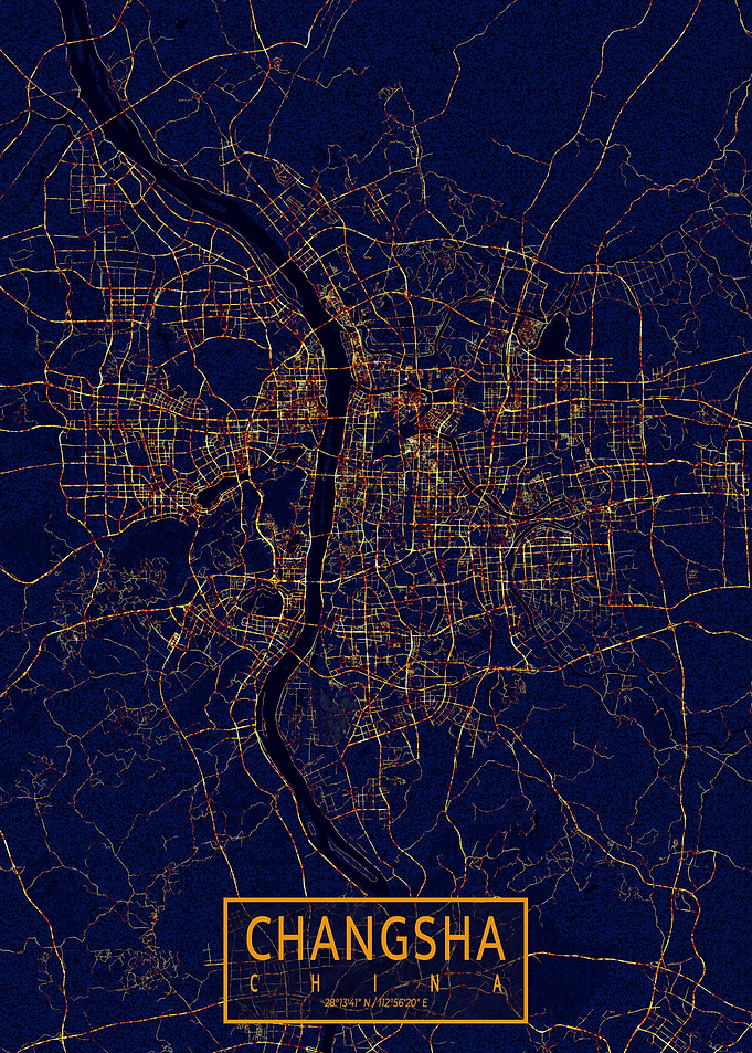 Changsha Map City At Night