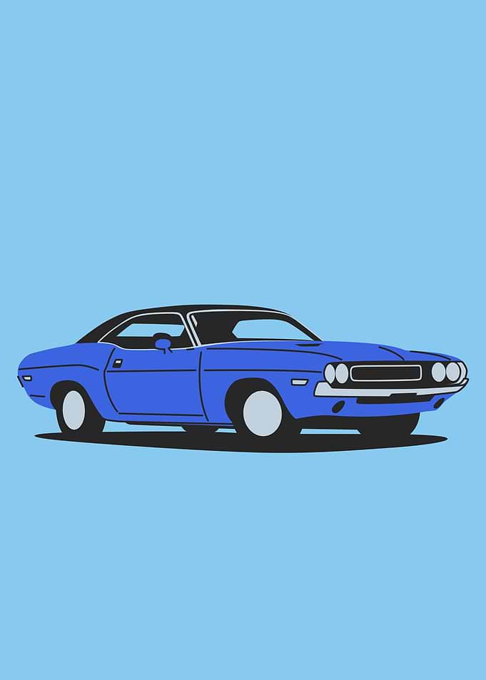 Blue Dodge Challenger 1970