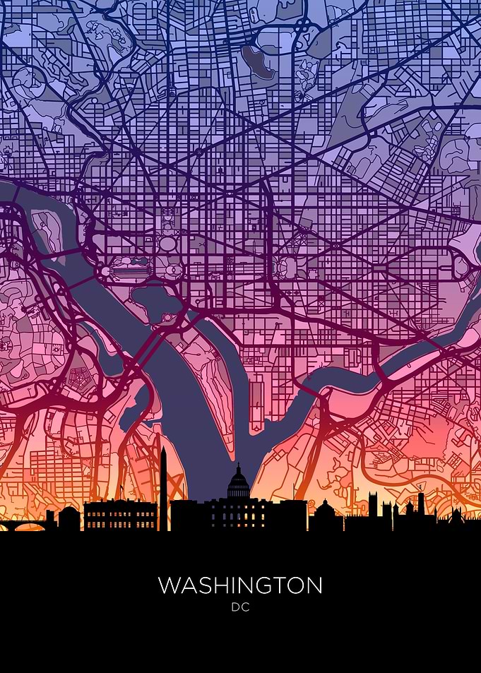 Washington DC Skyline Map