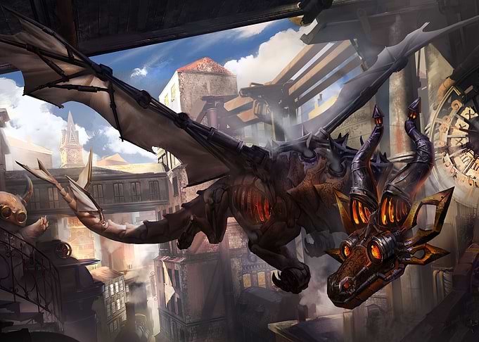 Steampunk wooden dragon