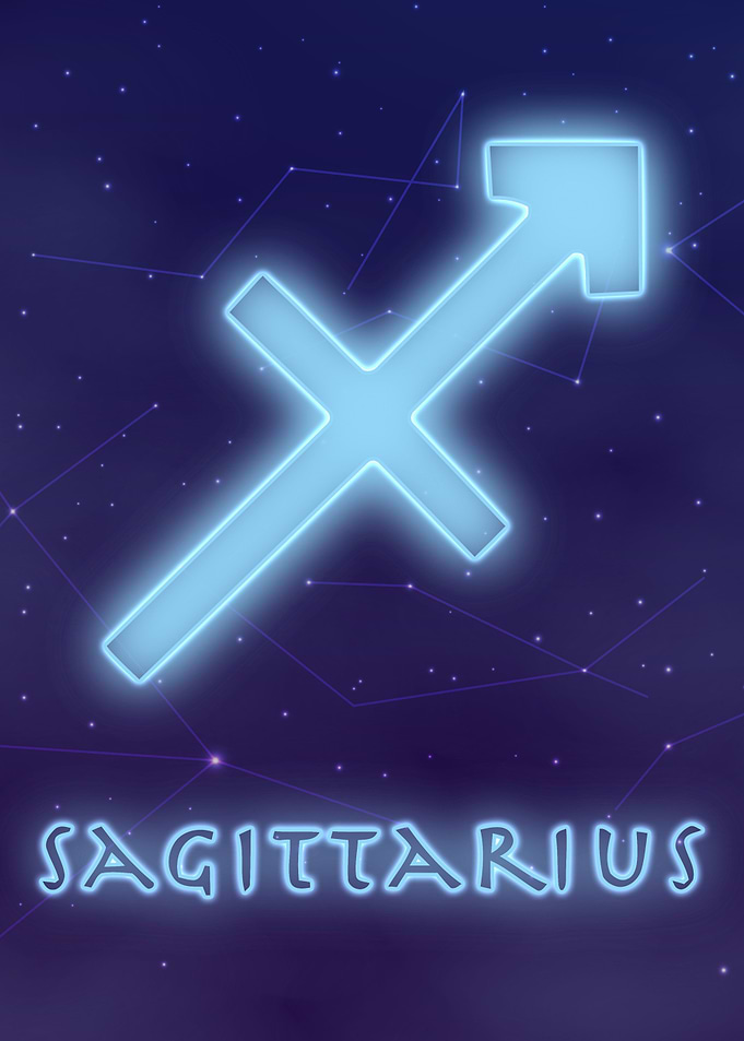 Sagittarius Neon Tarot Art