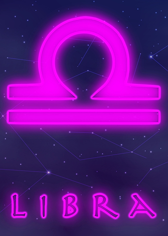 Libra Neon Tarot Poster