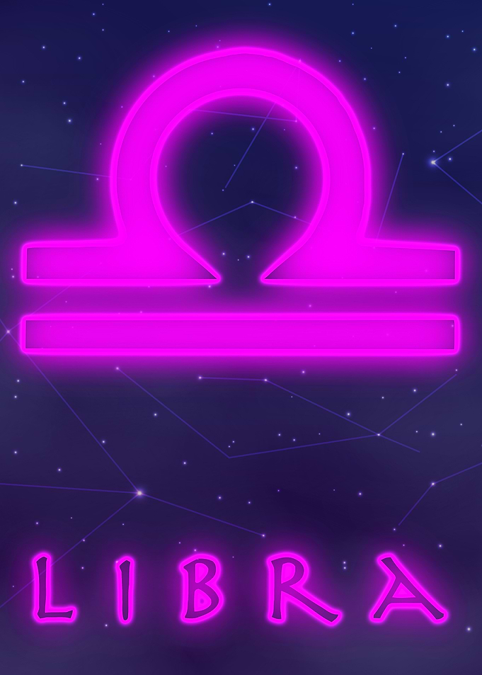 Libra Neon Tarot Poster