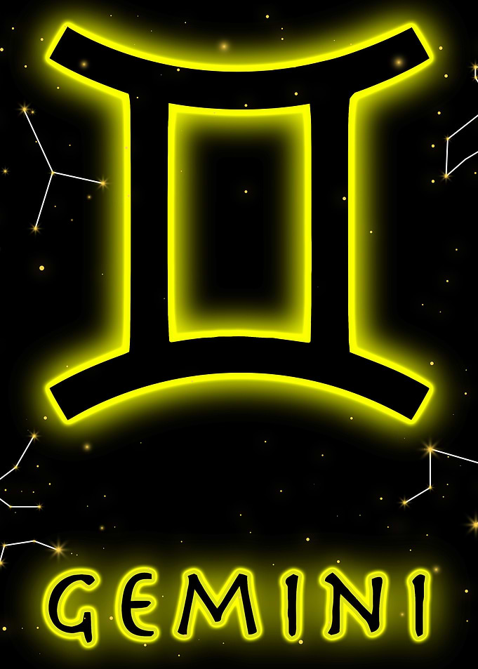 Gemini Neon Tarot Poster