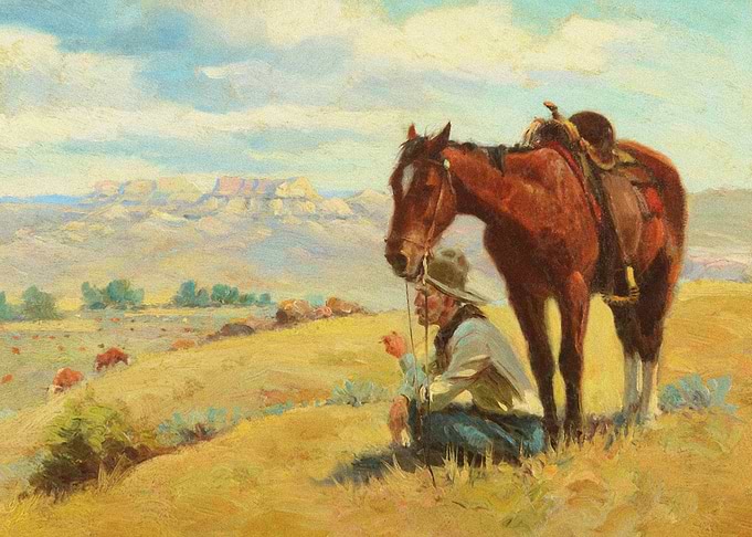 Cowboy With His Horse