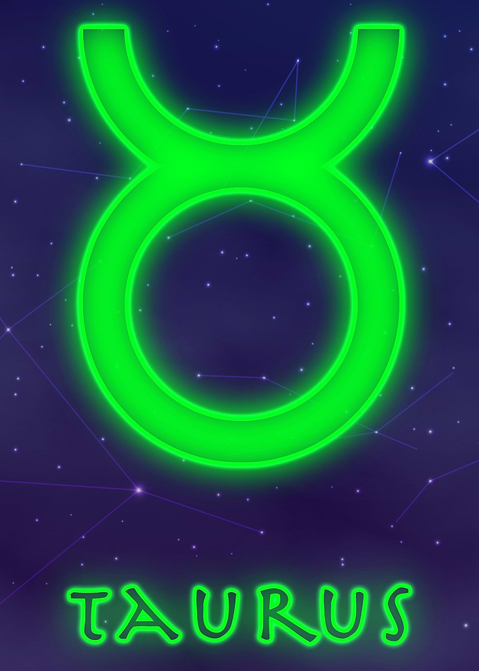 Taurus Neon Tarot Poster