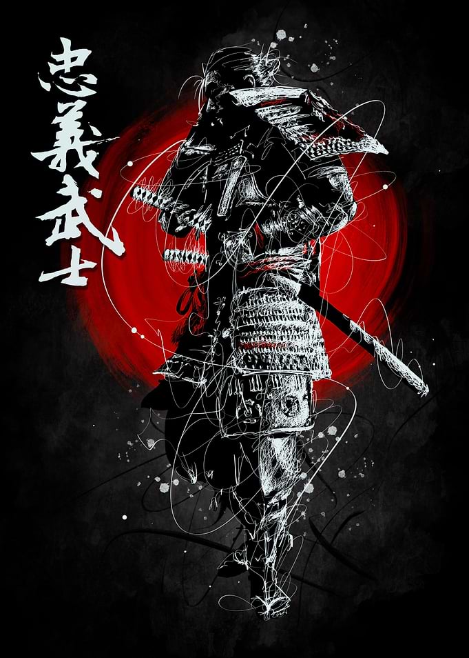 samurai scribble art