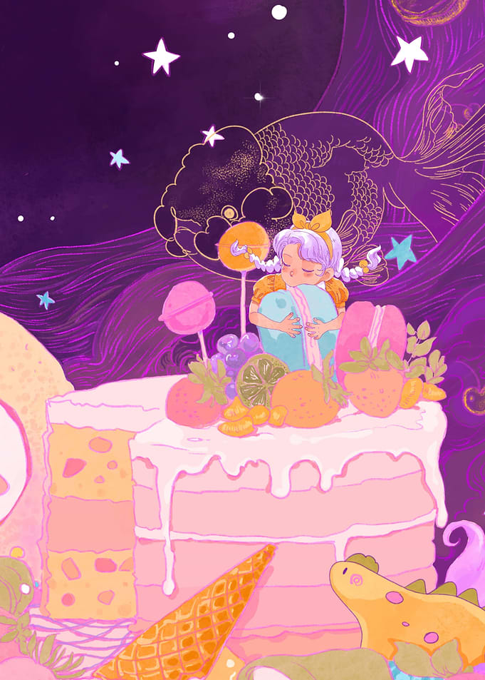 Girl holding cake