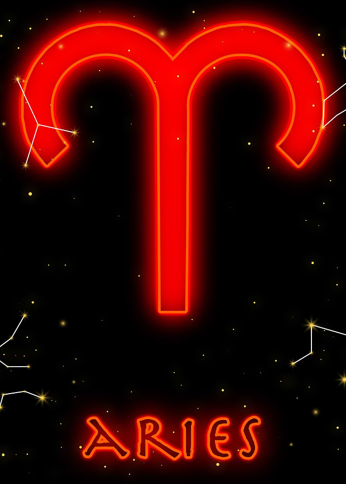 Aries Neon Tarot Poster