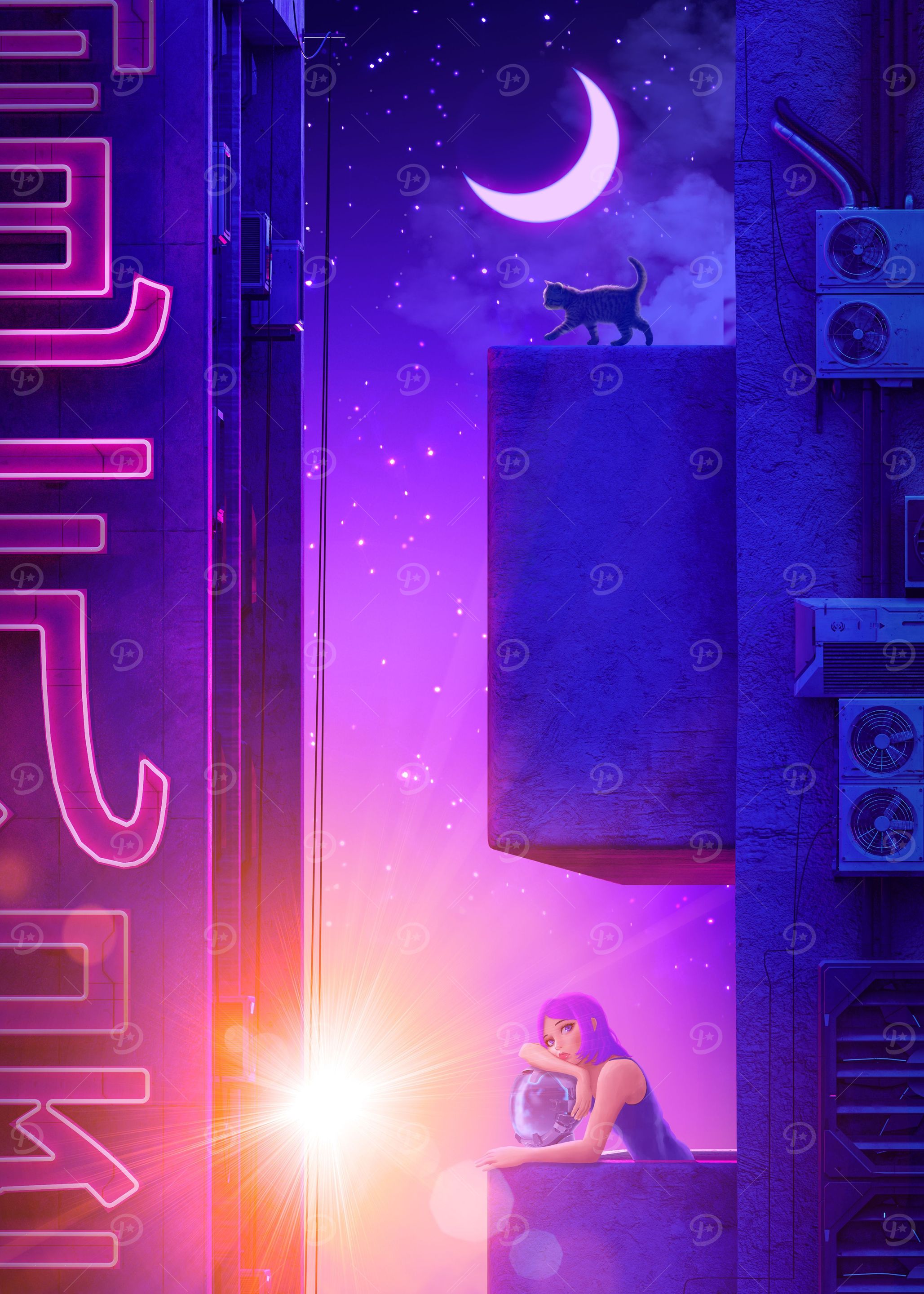 Cyberpunk Alley Sunset