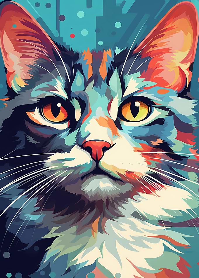 Psychedelic Cat Abstract