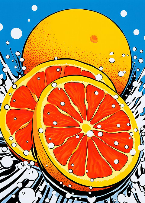 Zesty Citrus Splash — metal poster wall art
