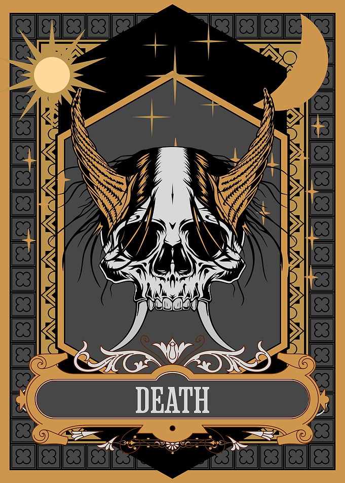 DEATH SKULL HORNS TAROT
