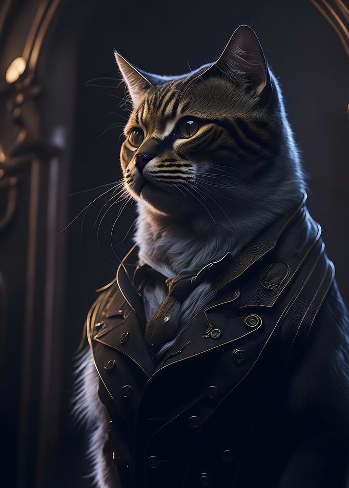 Cat in a military suit
