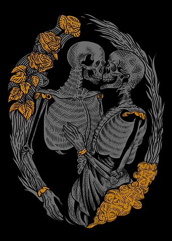 Love skulls engraving