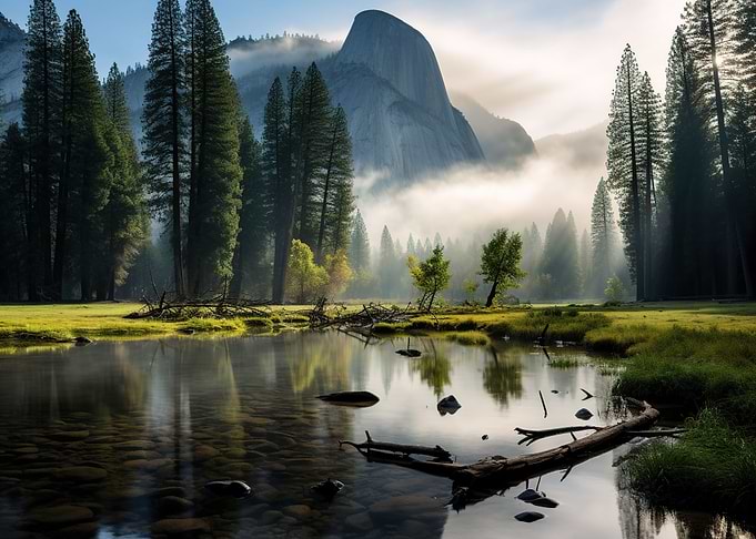 Morning pine forest