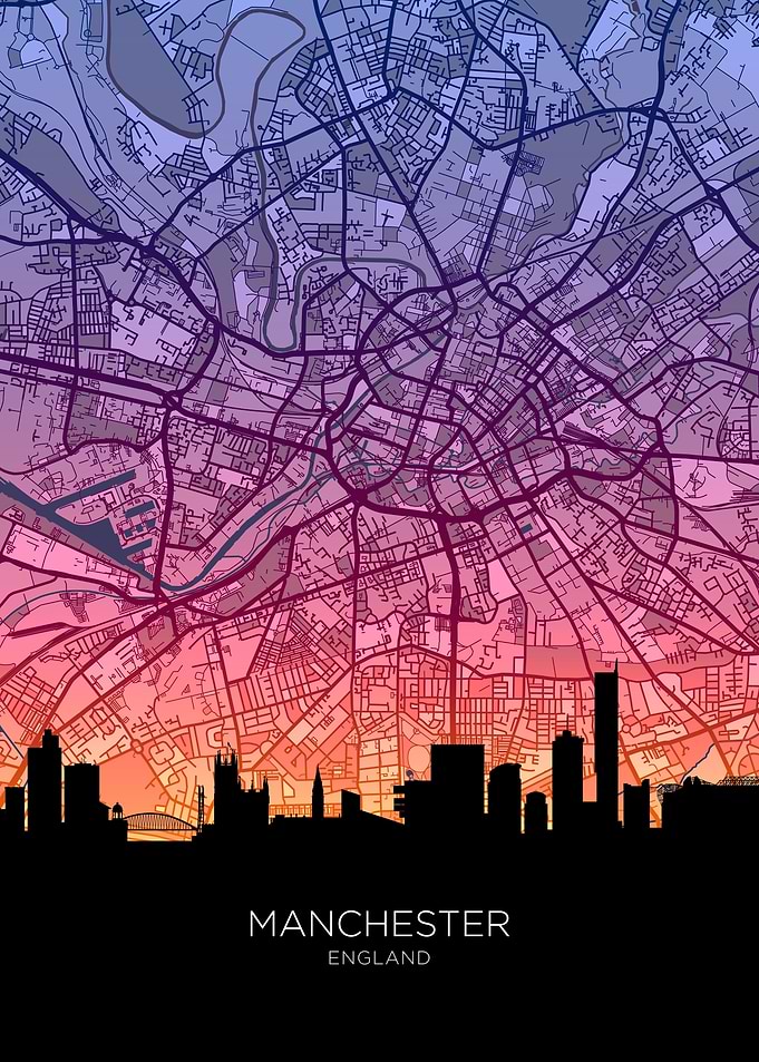 Manchester Skyline Map