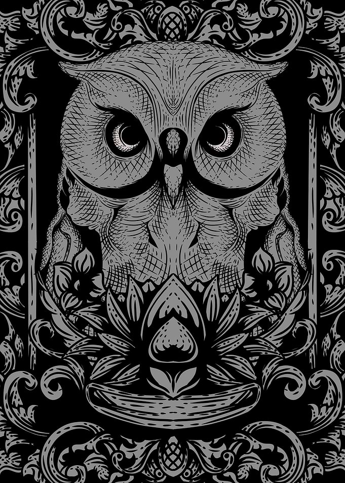 Owl engraving