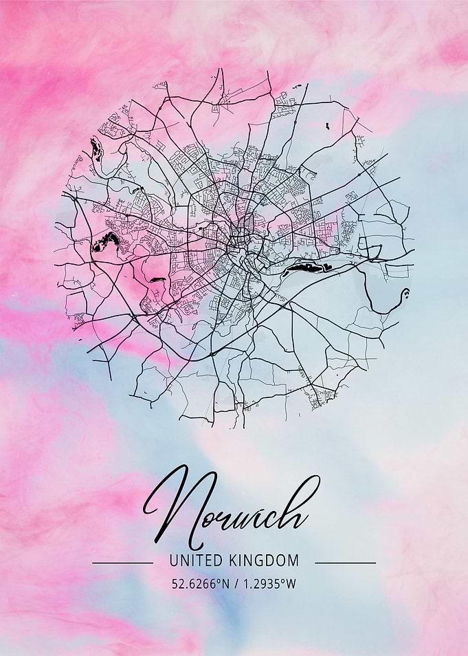 Norwich Beta WatercolorMap