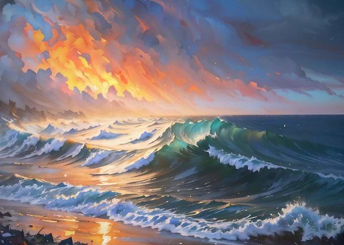 Coast waves at sunrise
