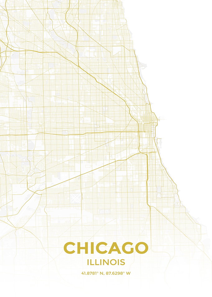 Gold Chicago Illinois Map