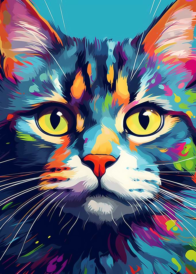 Psychedelic Cat Abstract