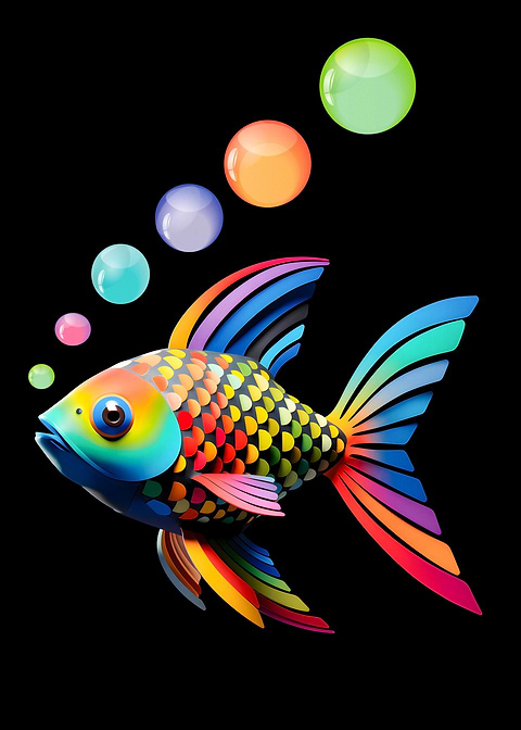 Bubbly Fish — metal poster wall art