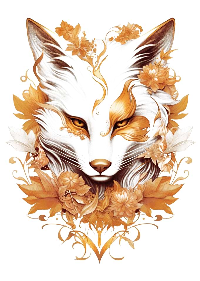 Kitsune Fox Mask Ink Wash