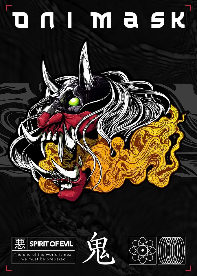Angry Red Oni Mask Demon