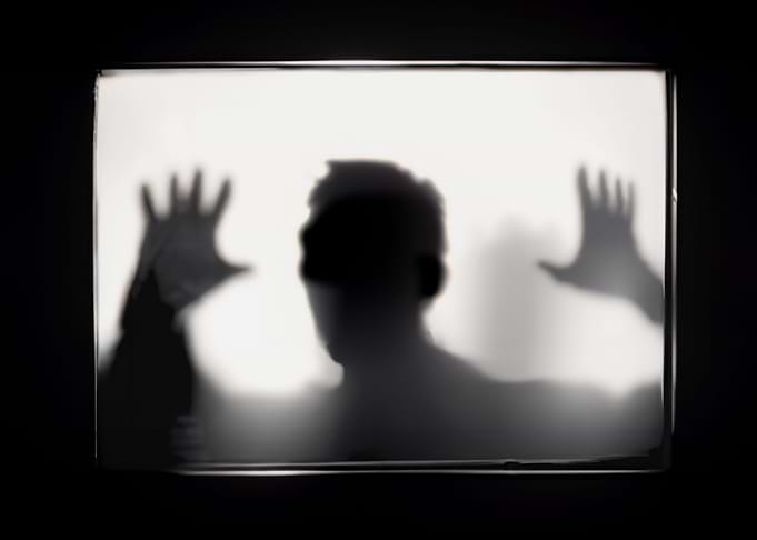 Zombie silhouette behind f