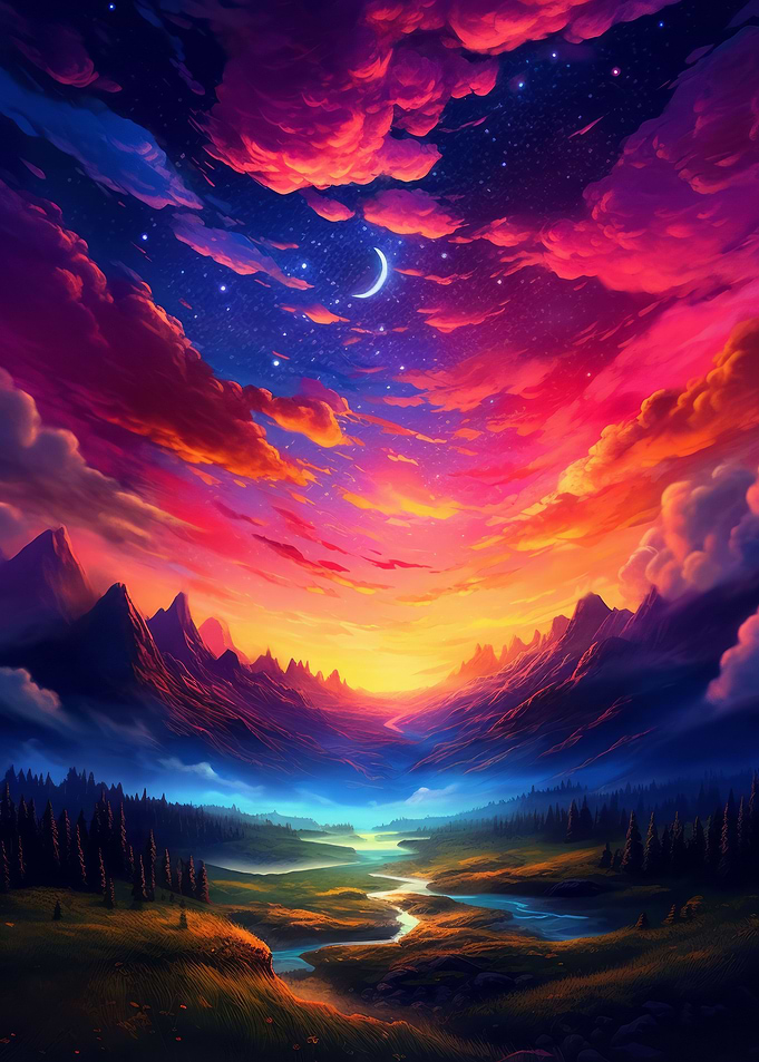 Realistic 3D Sunset