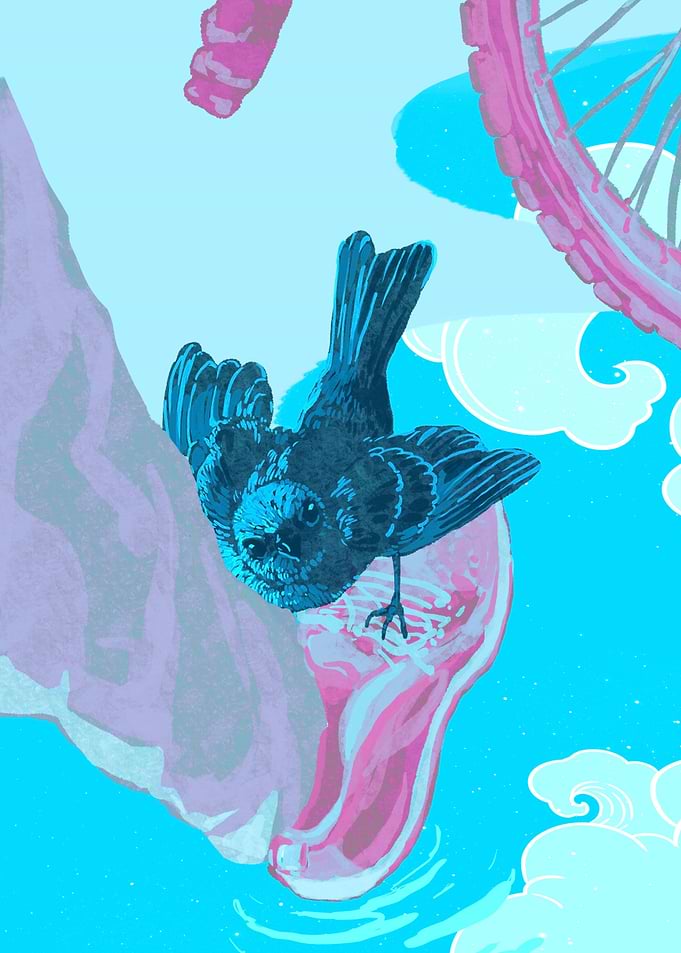 A sparrow on its feet