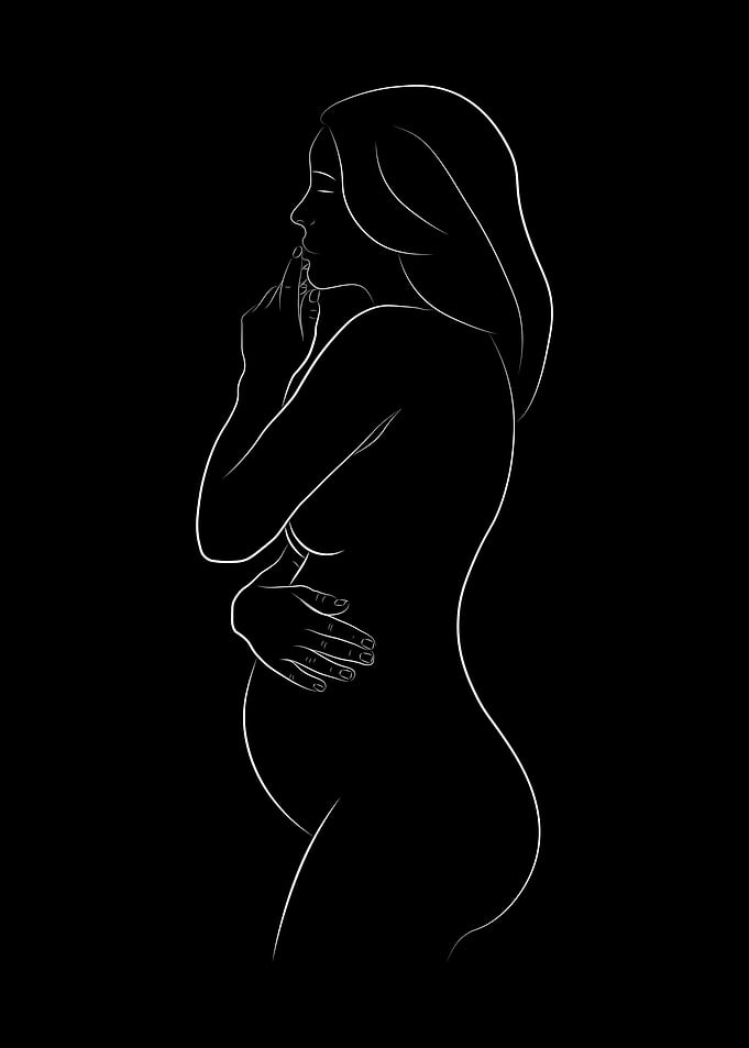 Pregnant Nude Girl LineArt