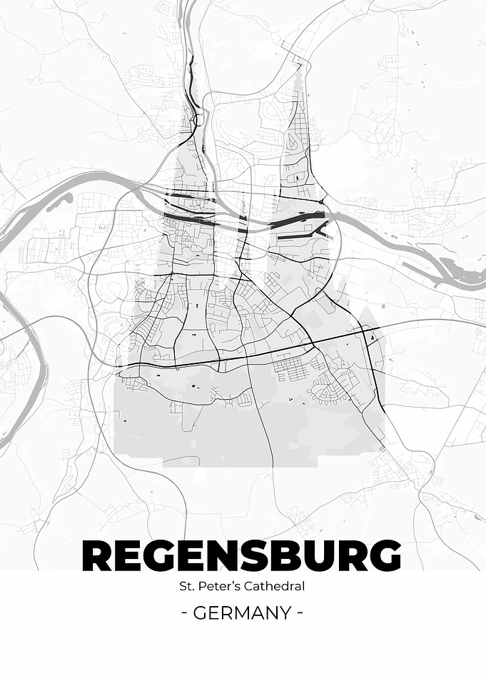 Regensburg City Map White