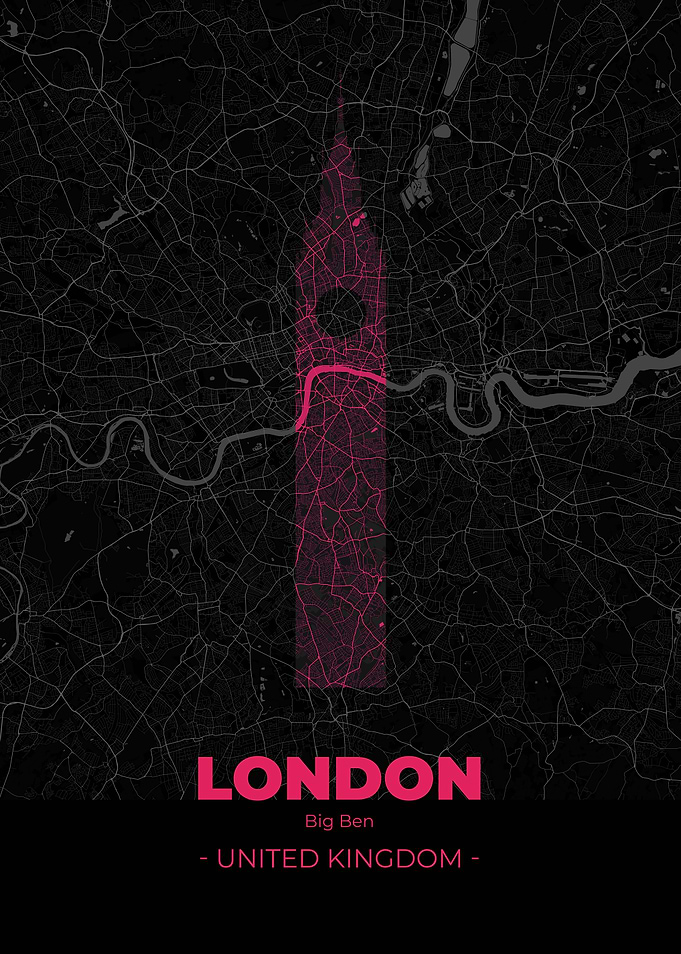 London City Map Pink