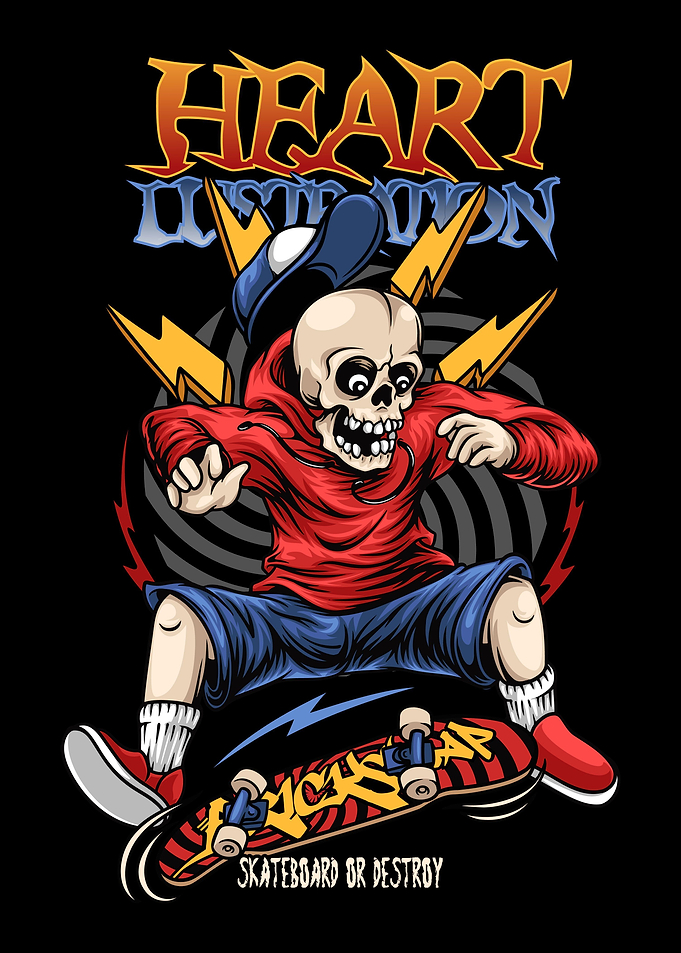 Skateboarding Skull Text