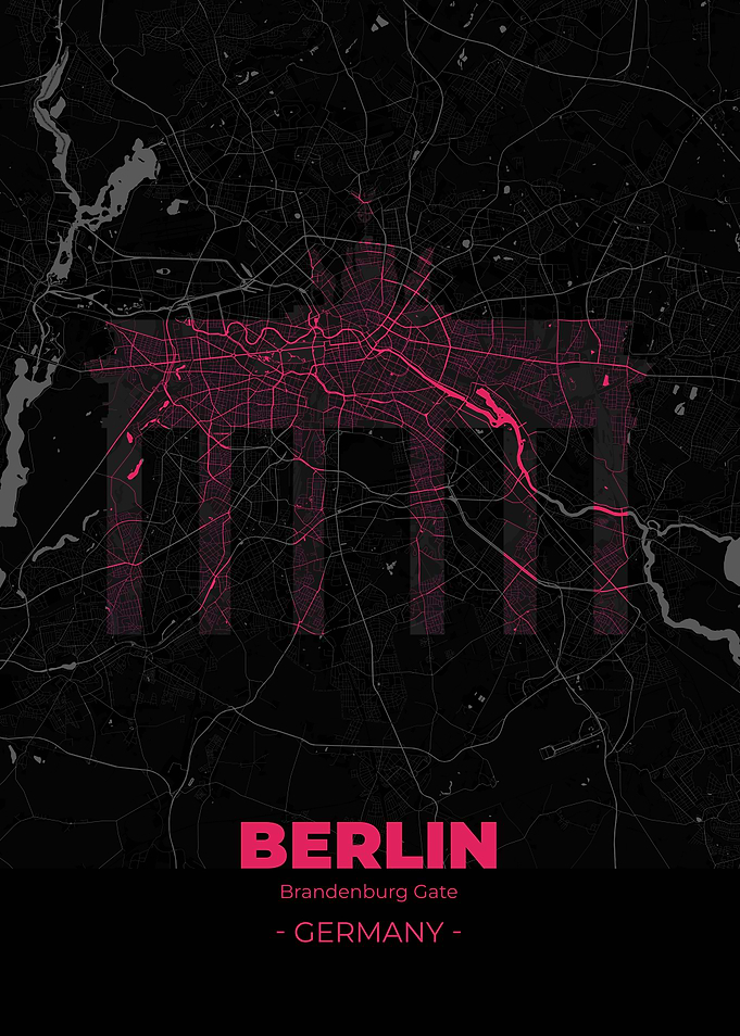 Berlin City Map Pink