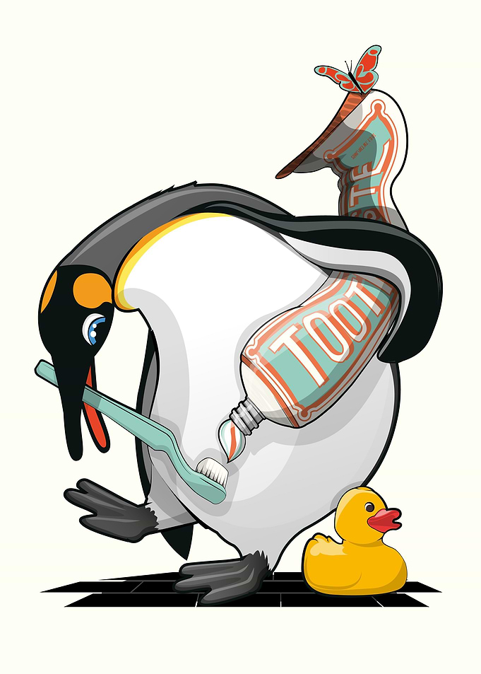 Penguin Cleaning Teeth