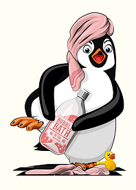 Naked Penguin in Bathroom